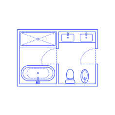 Layouts Bathrooms Primary Split Luxury Bidet 2 Wall Facing Sketch Drawing Svg Vector, Free Vectors File